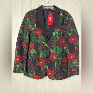 Shinesty Poinsettia Ugly Christmas Suit Blazer